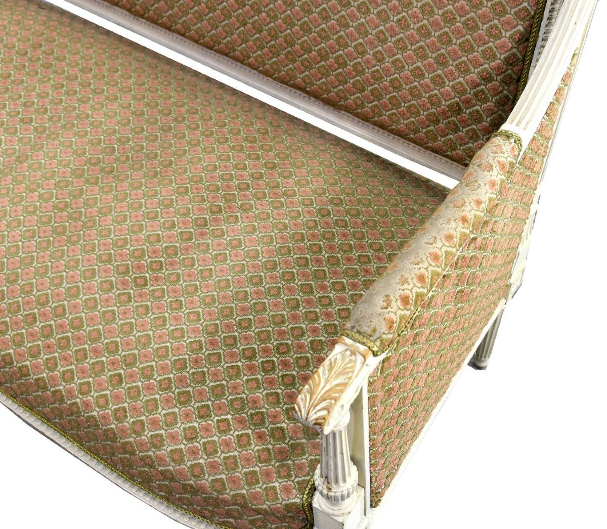 Banquette de style Louis XVI laquée crème-photo-2