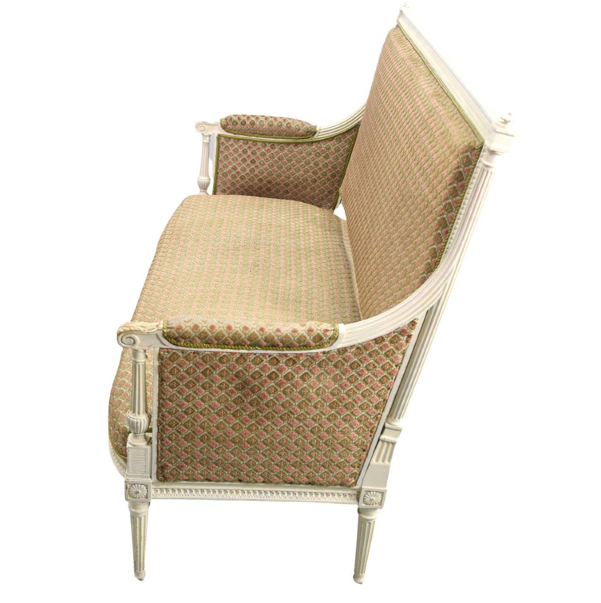 Banquette de style Louis XVI laquée crème-photo-3