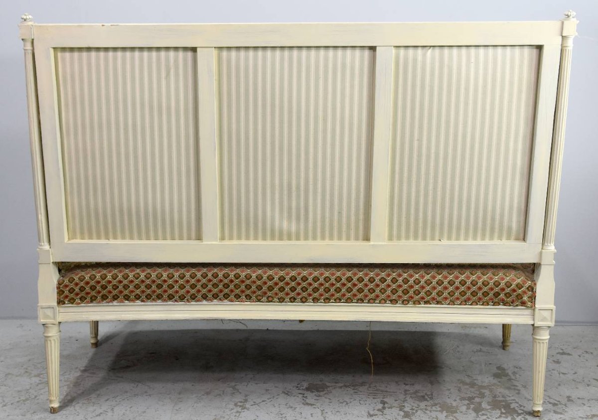 Banquette de style Louis XVI laquée crème-photo-4
