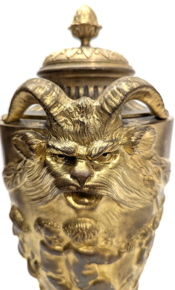 Cassolette en bronze doré époque XIXème modèle de Clodion (paire)-photo-5