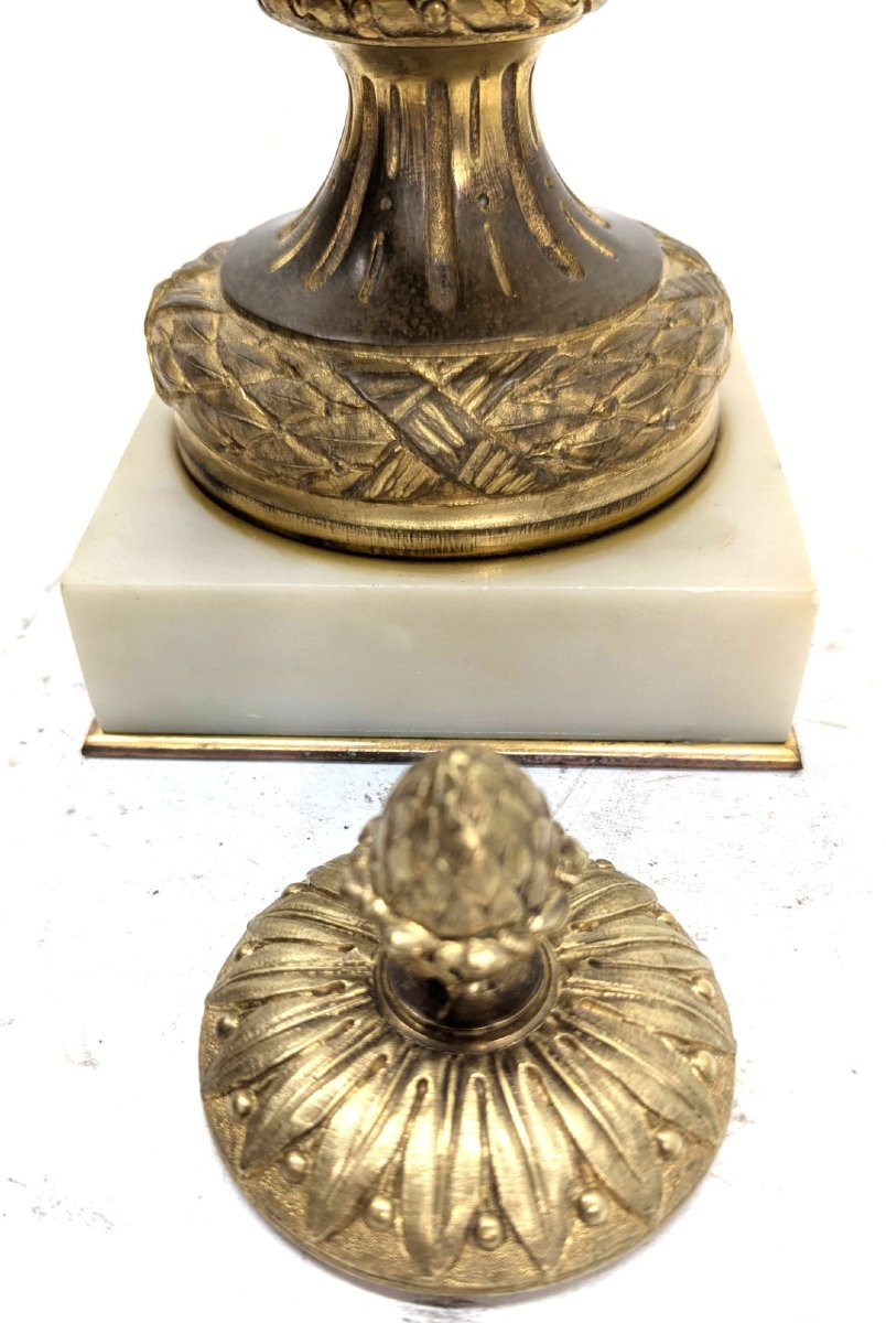 Cassolette en bronze doré époque XIXème modèle de Clodion (paire)-photo-6