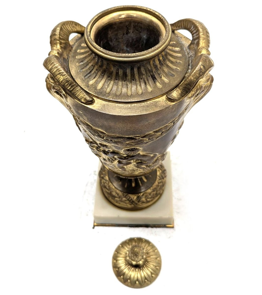 Cassolette en bronze doré époque XIXème modèle de Clodion (paire)-photo-7