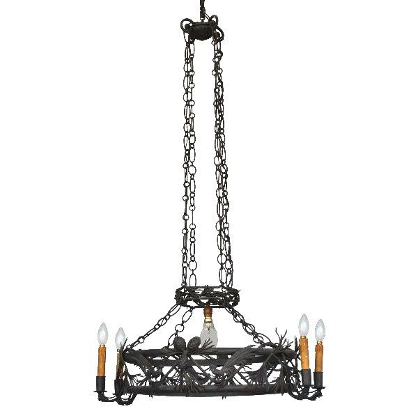 Lustre en fer forgé dans le goût de Brandt art déco 1930