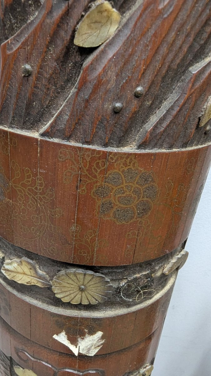Pair Of Bamboos Inlaid With Mother-of-pearl And Partially Lacquered Japan Meiji Period-photo-6