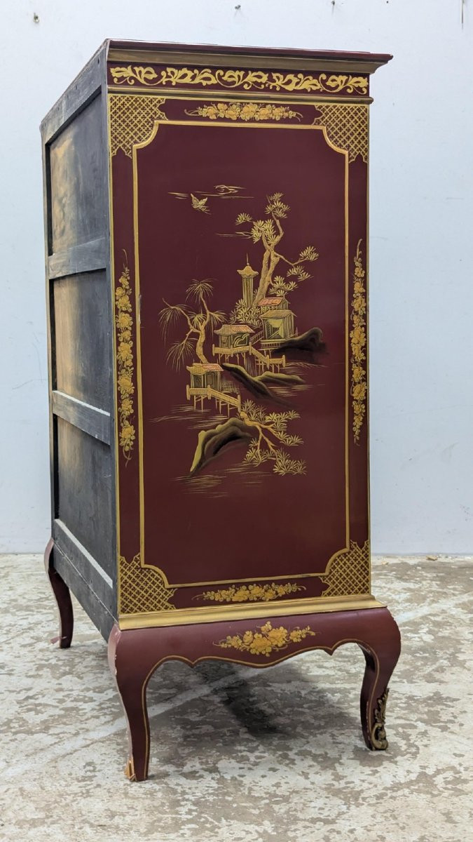 Lacquered Wood Chinoisant Sideboard Circa 1950-photo-8