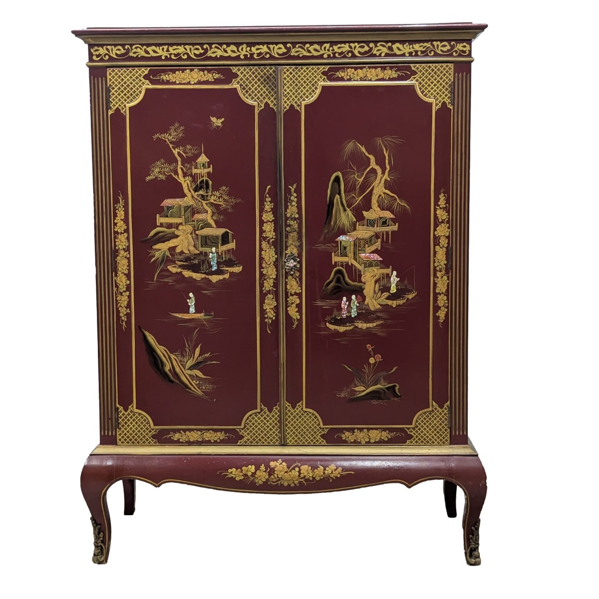 Lacquered Wood Chinoisant Sideboard Circa 1950