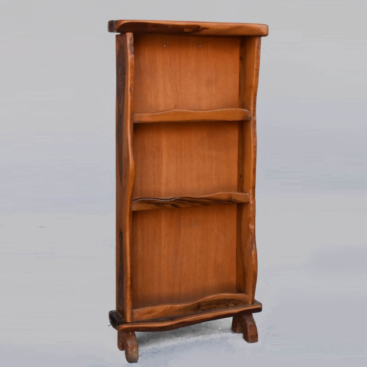 Bibus Brutalist Free-form Bookcase In Olive Wood-photo-1