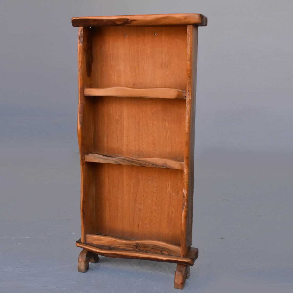 Bibus Brutalist Free-form Bookcase In Olive Wood-photo-2