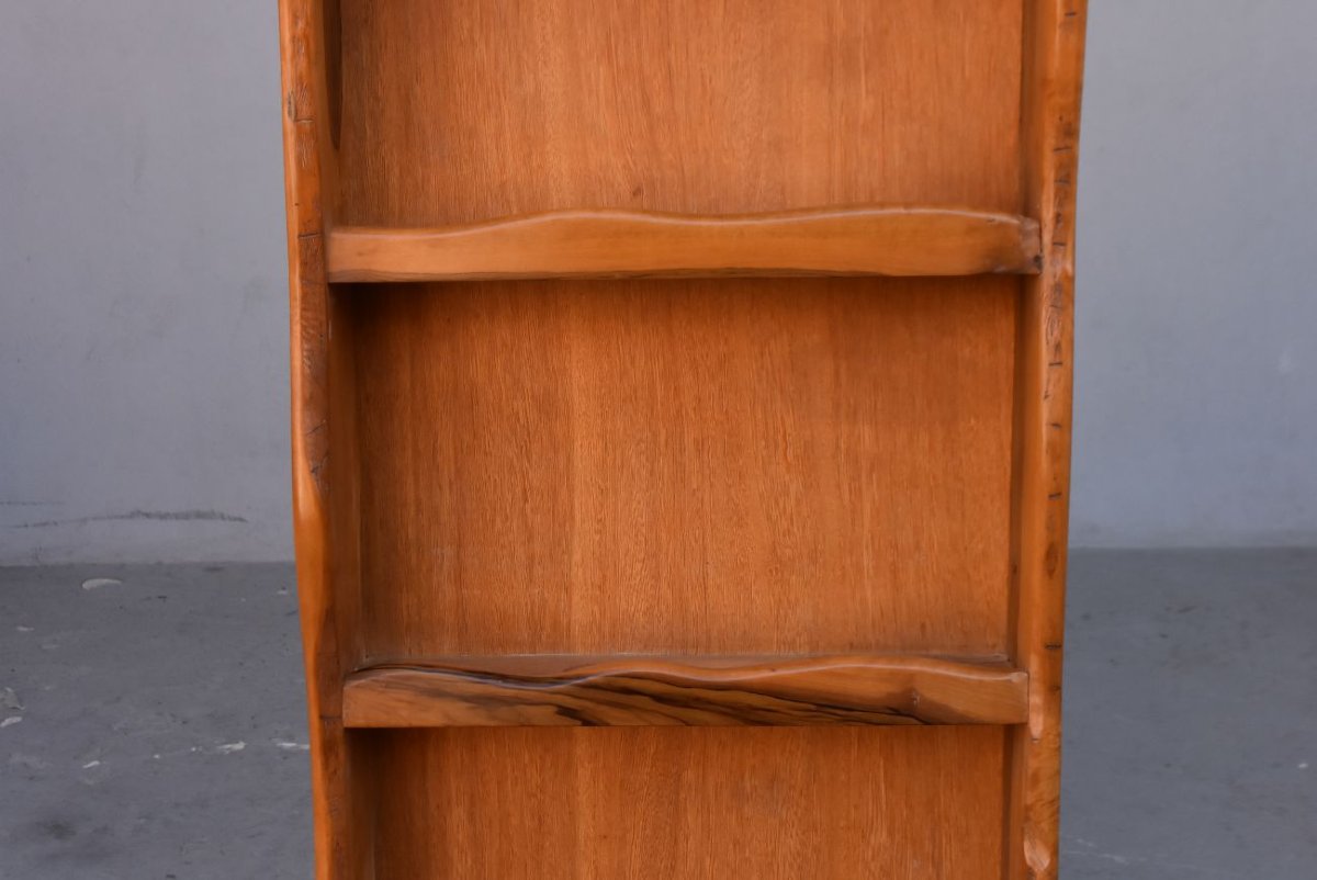 Bibus Brutalist Free-form Bookcase In Olive Wood-photo-4