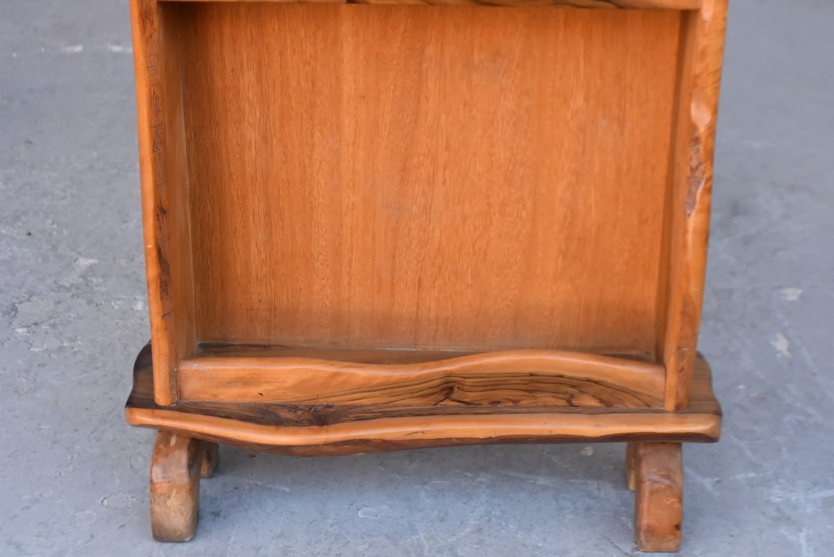 Bibus Brutalist Free-form Bookcase In Olive Wood-photo-5