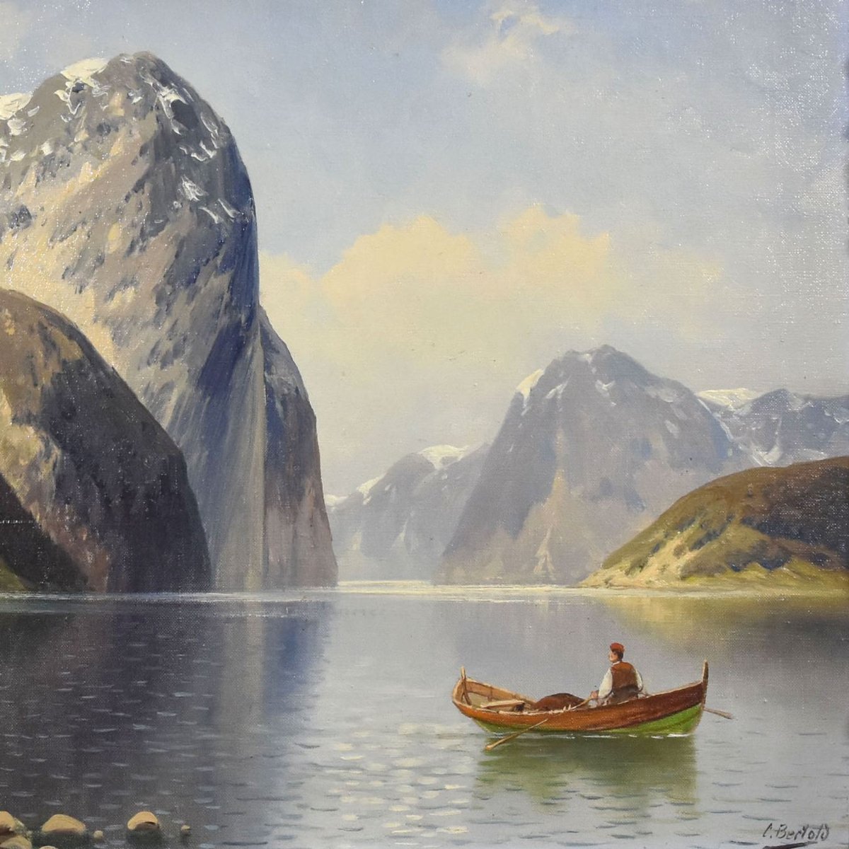 Peinture à l'huile Paysage Norvégien par Bertold-photo-2