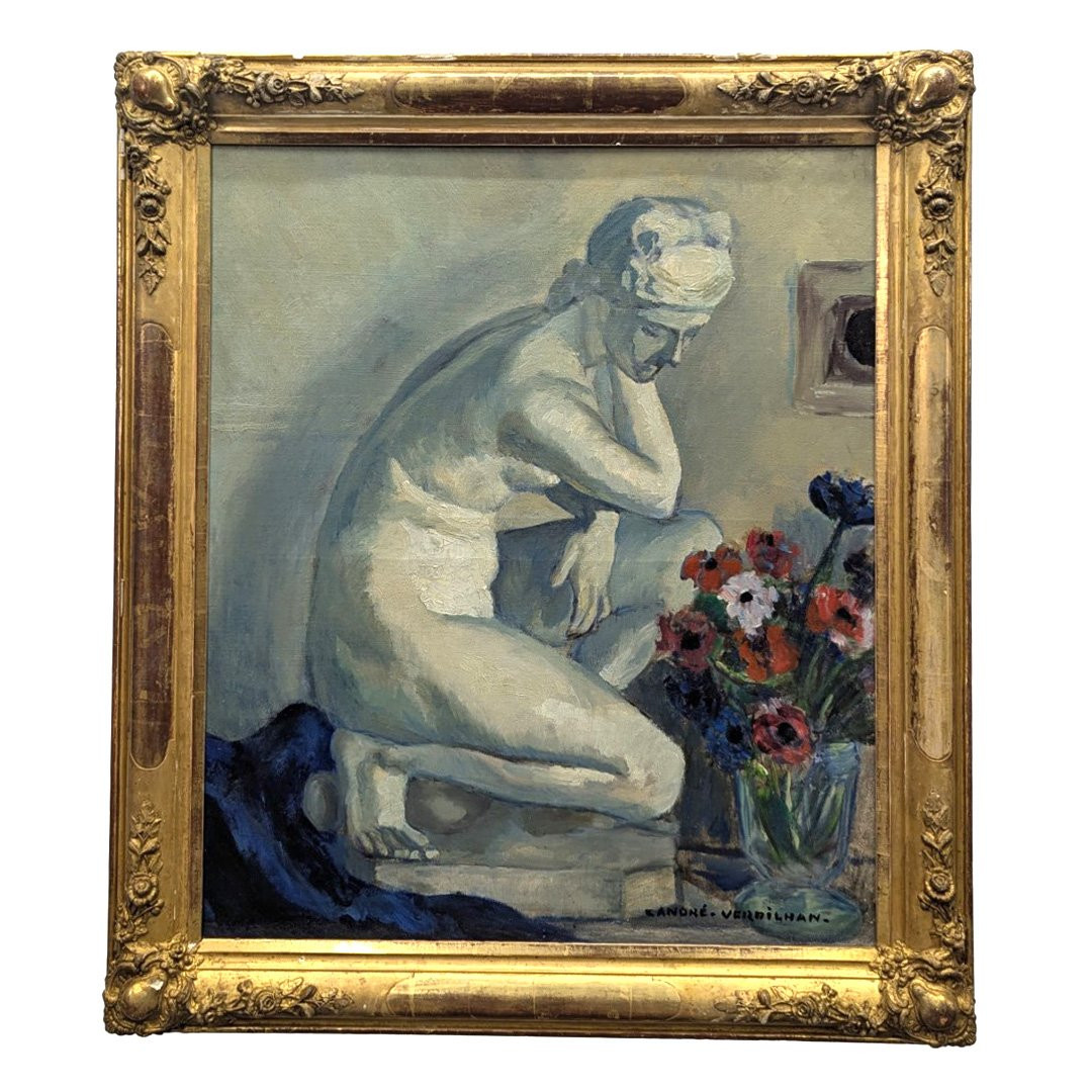 Nature morte à la Venus huile sur toile par André Verdilhan-photo-1