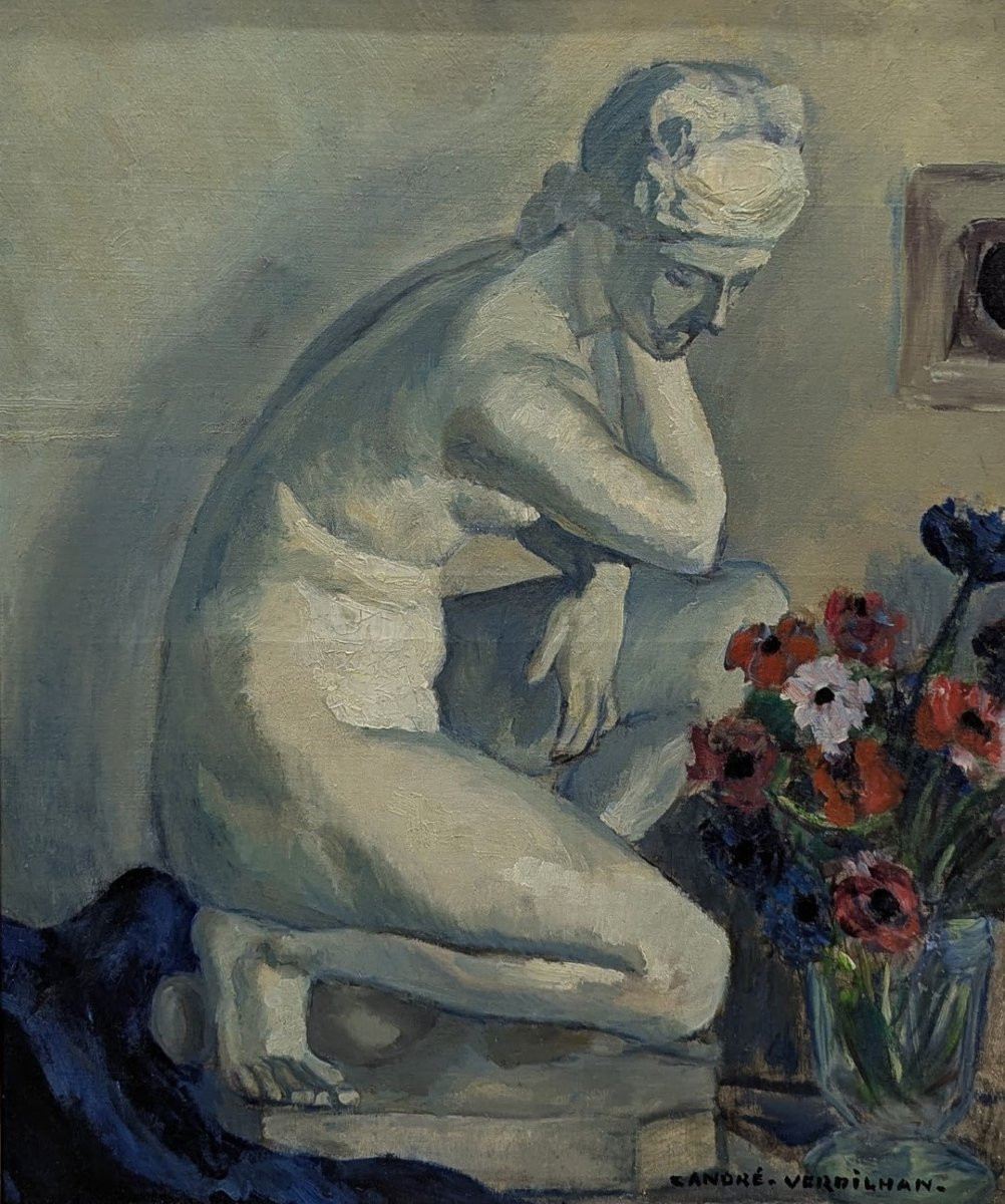 Nature morte à la Venus huile sur toile par André Verdilhan-photo-2