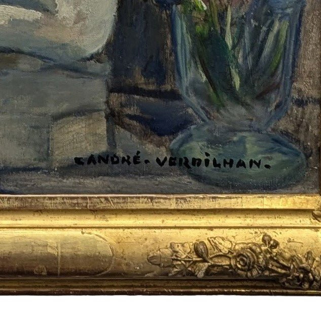 Nature morte à la Venus huile sur toile par André Verdilhan-photo-5