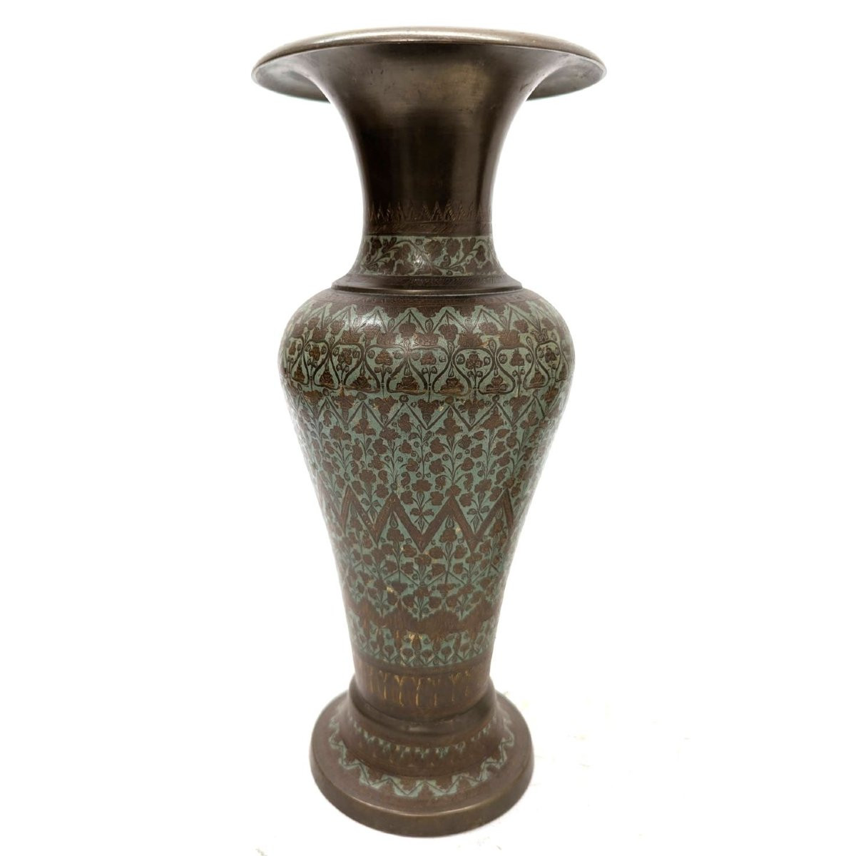 Paire de vases en bronze niellé travail oriental-photo-2