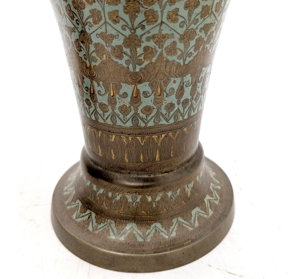 Paire de vases en bronze niellé travail oriental-photo-3