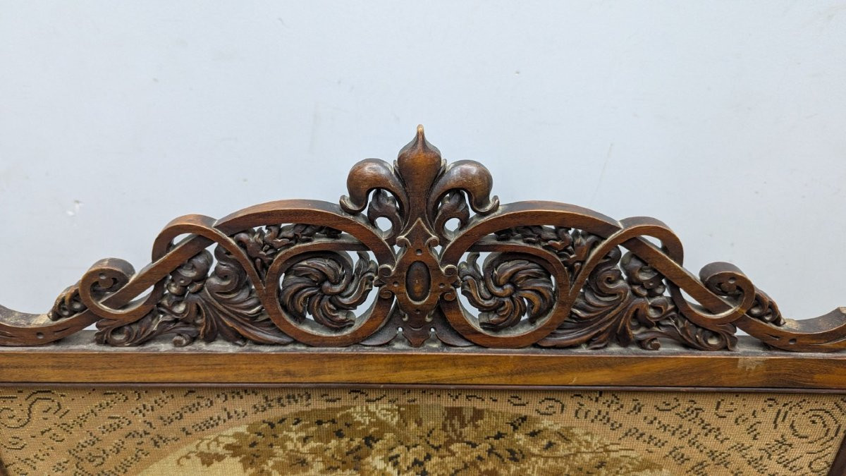 Écran de cheminée en palissandre et tapisserie XIXème-photo-3