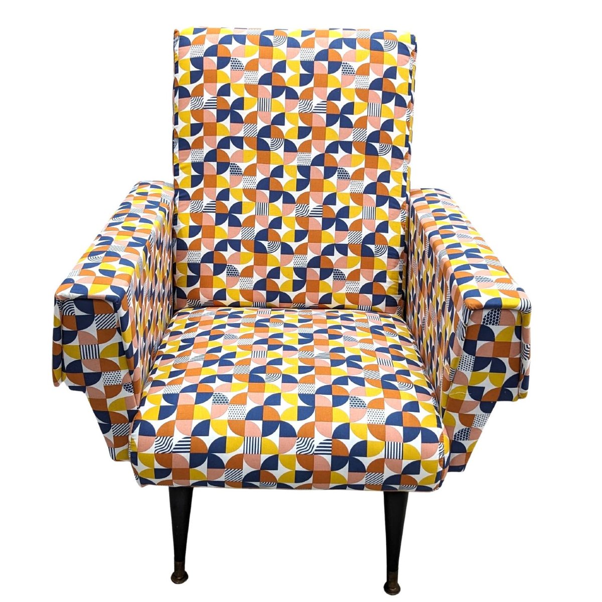 1950s Design Armchair Upholstered In Vintage Fabric-photo-2