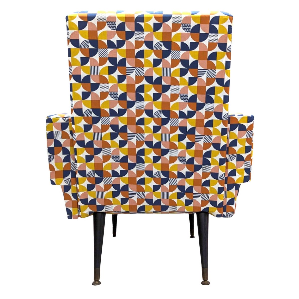 1950s Design Armchair Upholstered In Vintage Fabric-photo-2