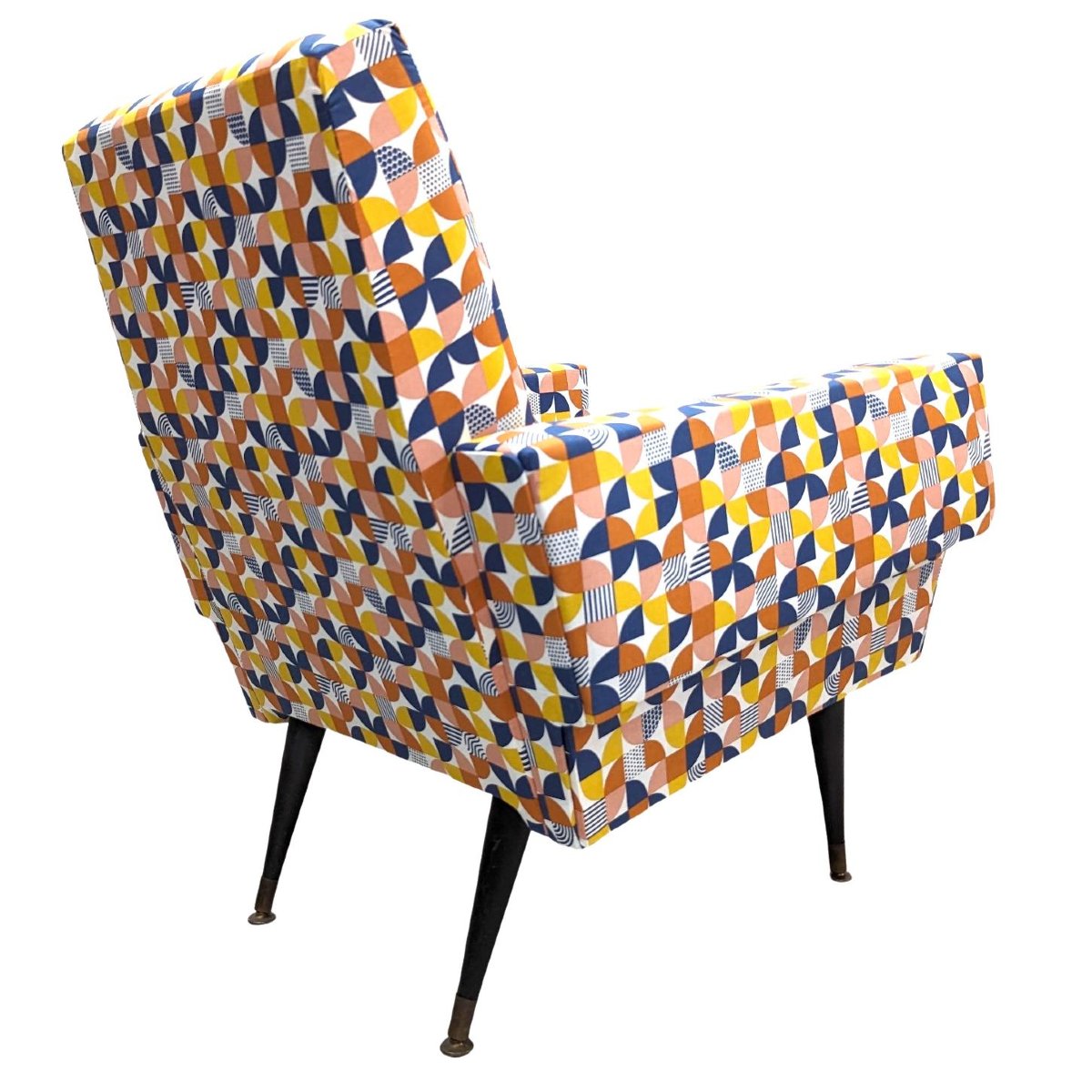 1950s Design Armchair Upholstered In Vintage Fabric-photo-3
