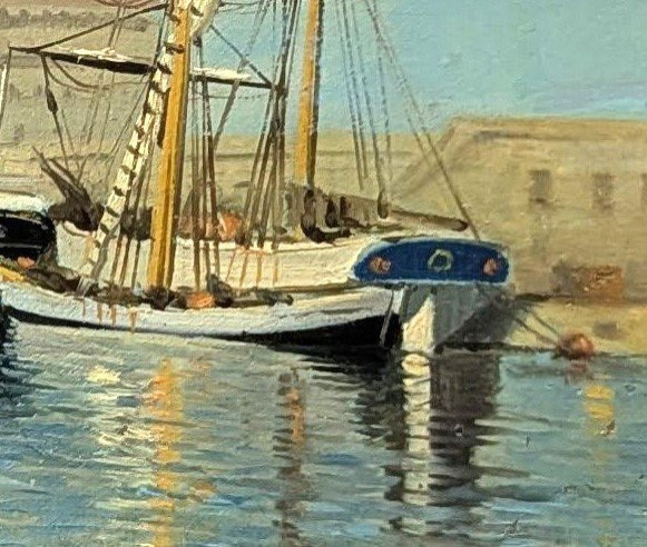 Peinture huile sur toile Marine de François Gautier (1842-1917)-photo-3