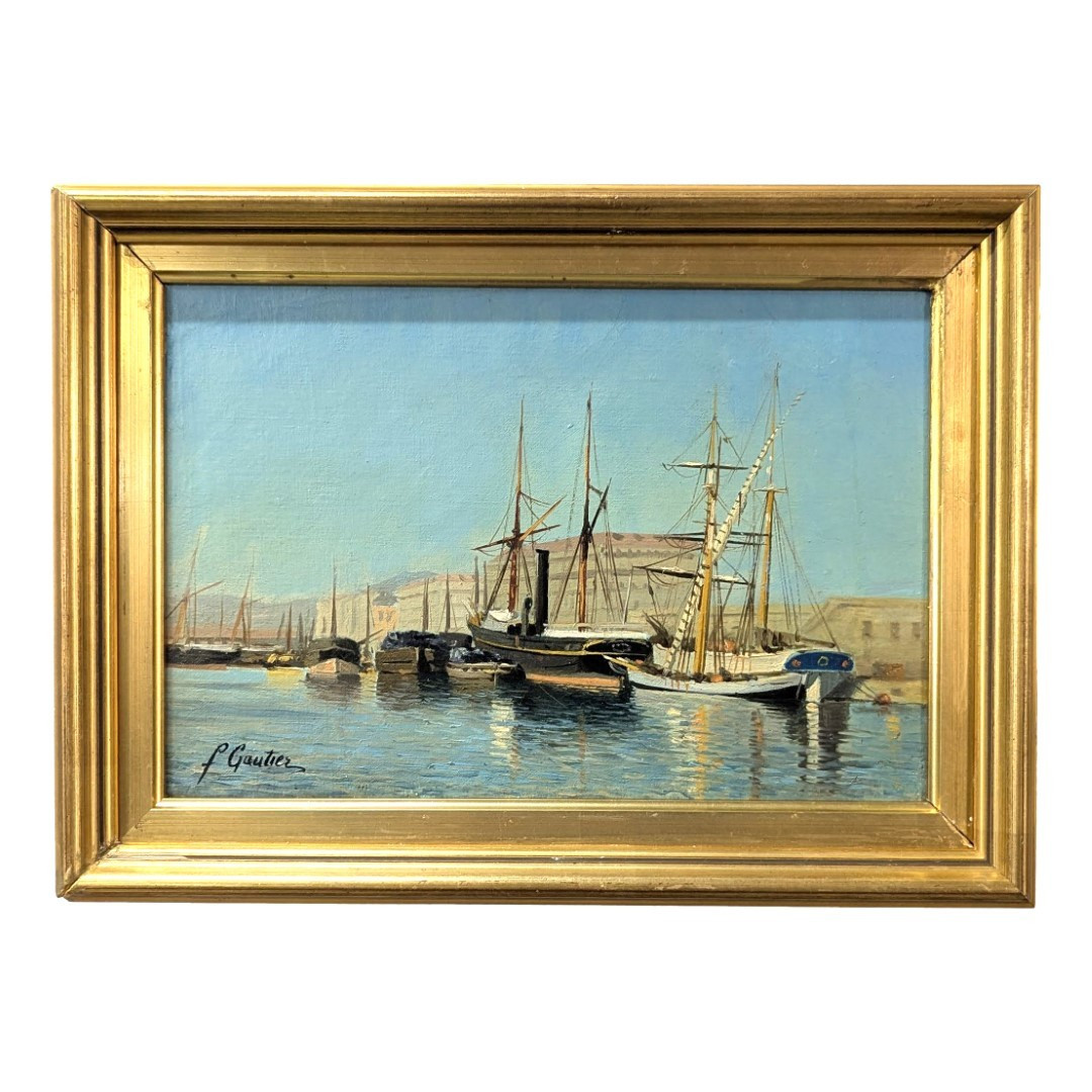 Peinture huile sur toile Marine de François Gautier (1842-1917)