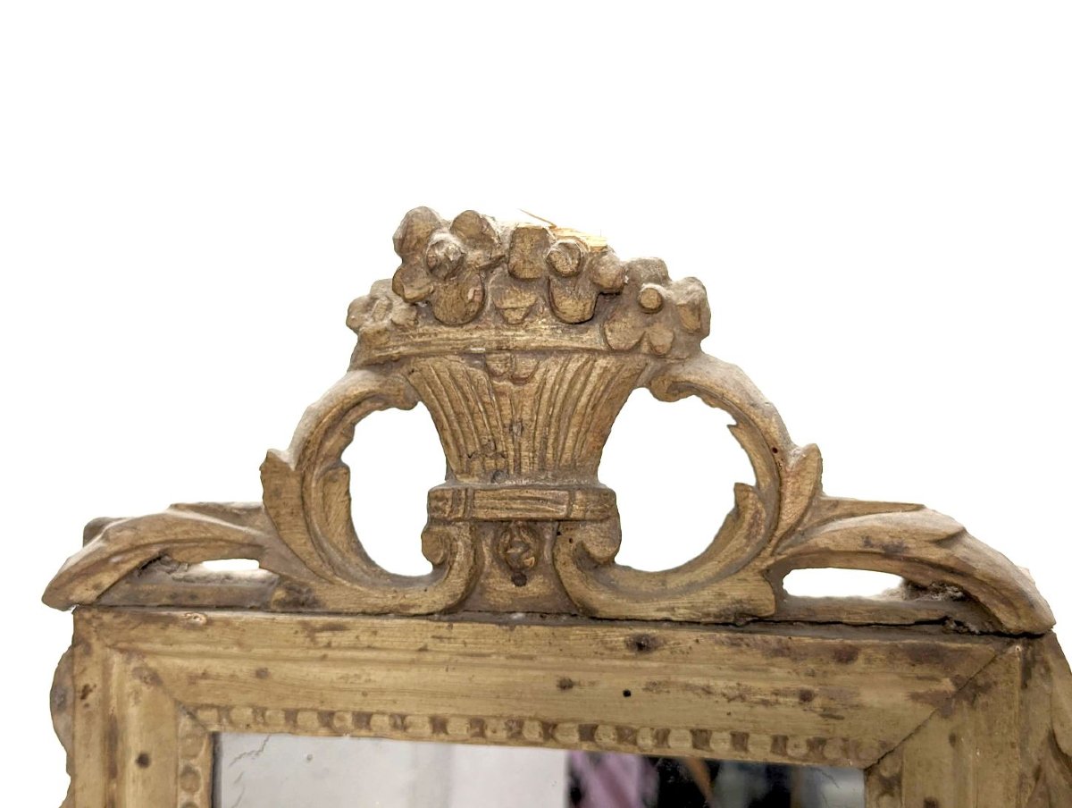 Miroir d'époque XVIIIème en bois laqué époque Louis XVI-photo-1