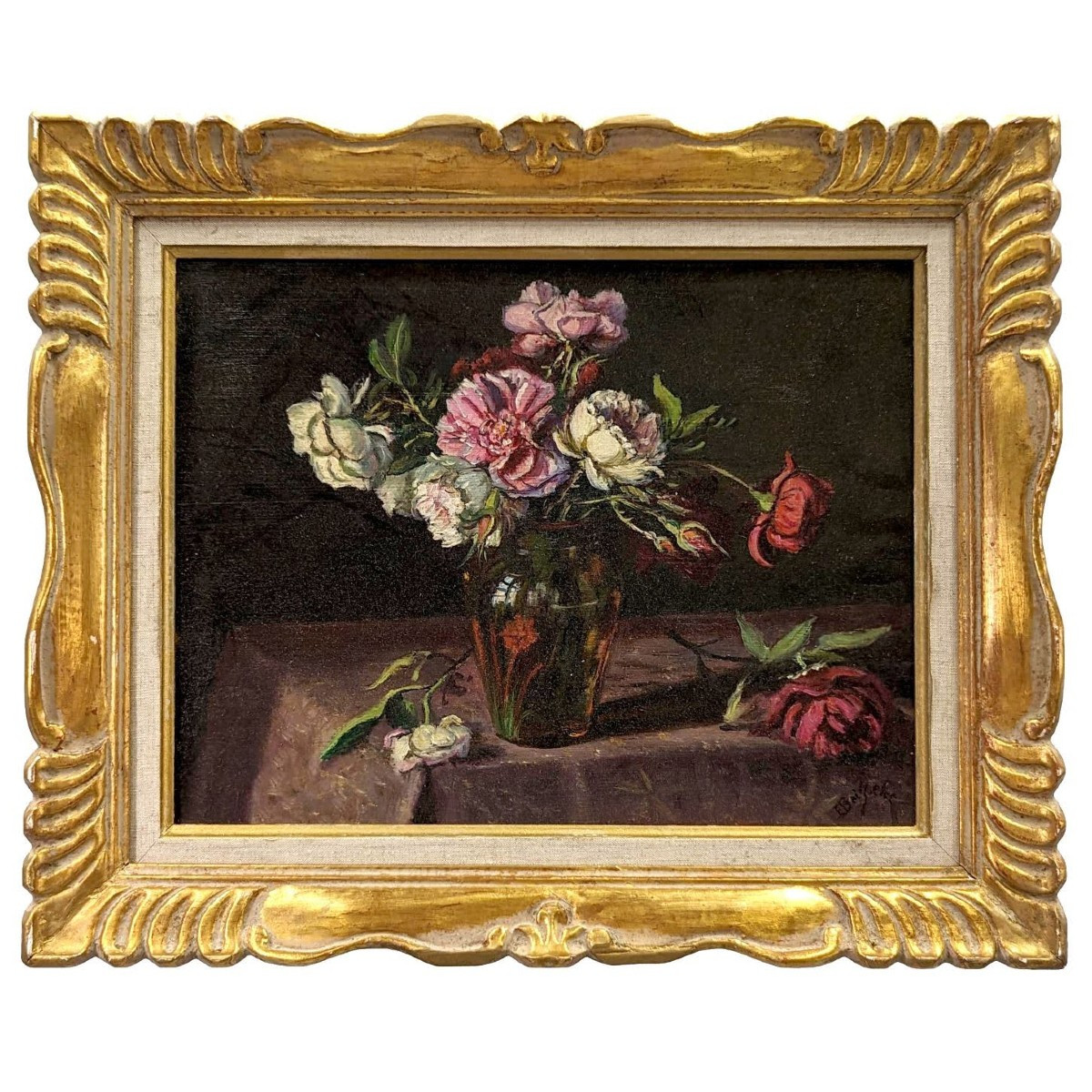Peinture Nature morte au vase de pivoines