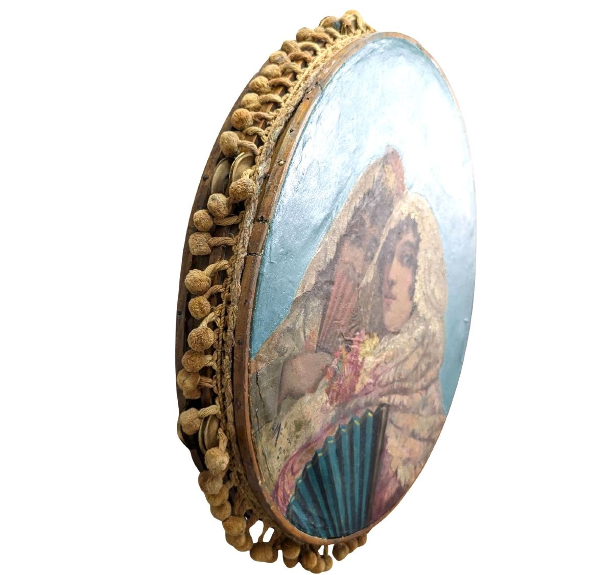 Tambourine With Elegant Women From The 19th Century-photo-3