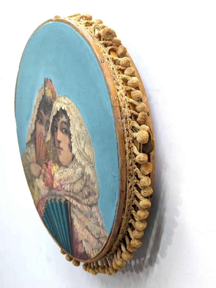 Tambourine With Elegant Women From The 19th Century-photo-4