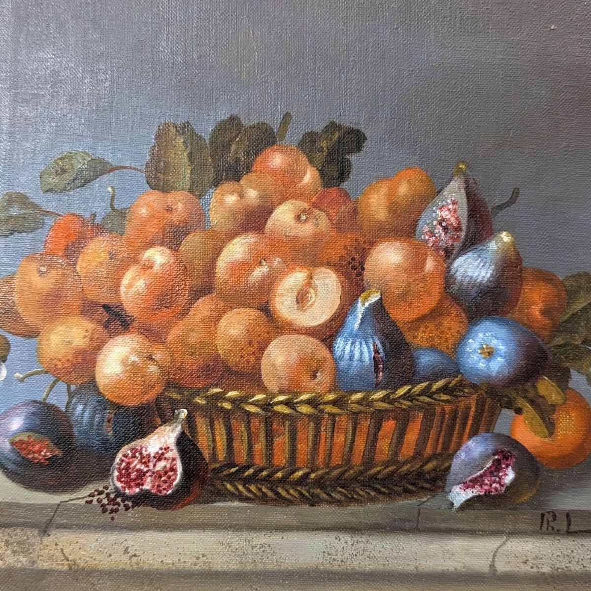 Still Life With Fruit French School Philippe Lazare 20th Century-photo-1