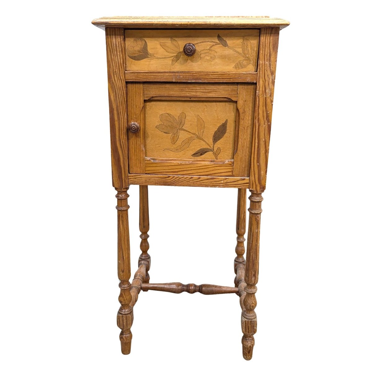 Chevet en pichpin et érable 1900 d'époque Art nouveau-photo-1