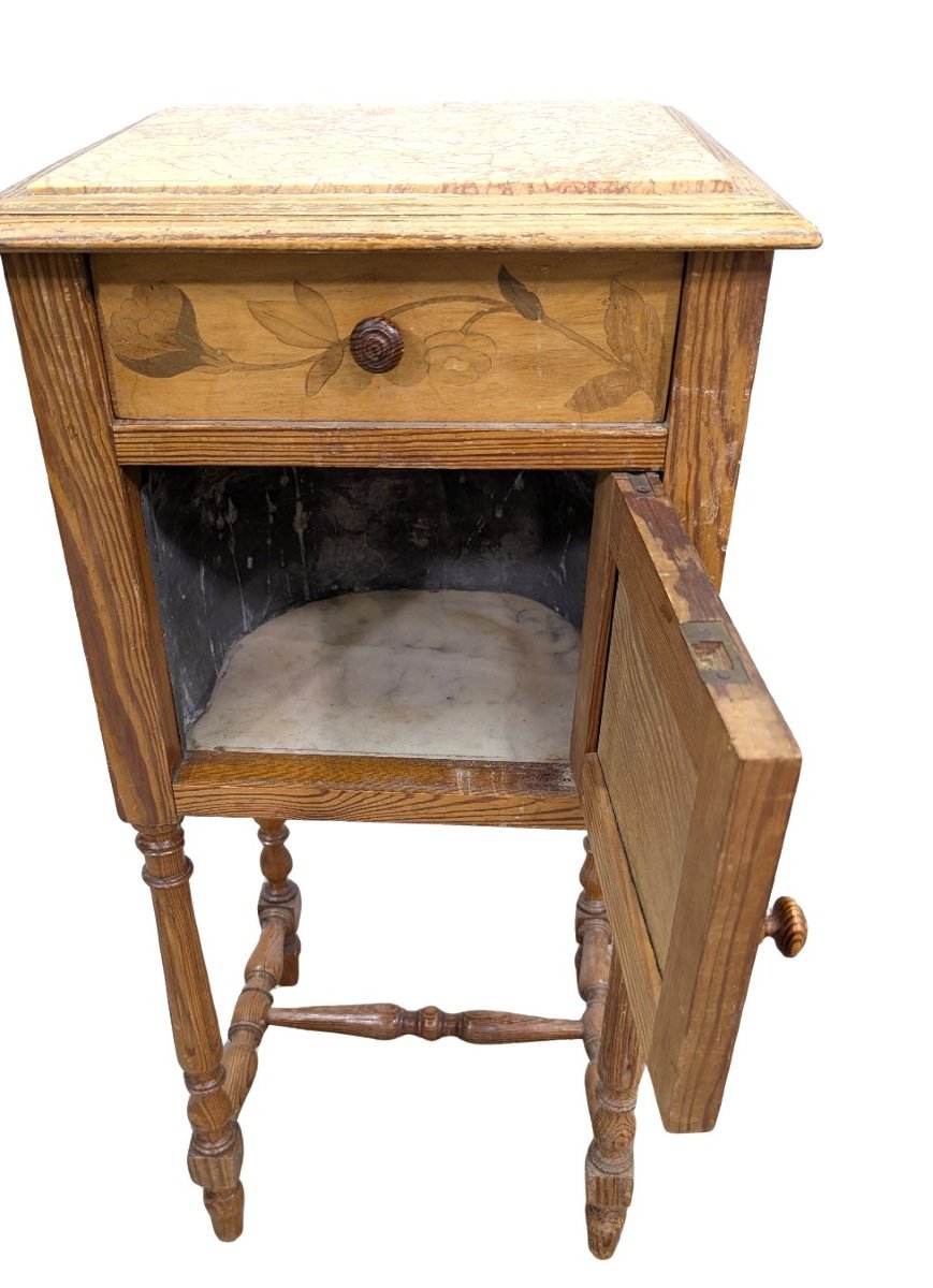 Chevet en pichpin et érable 1900 d'époque Art nouveau-photo-3