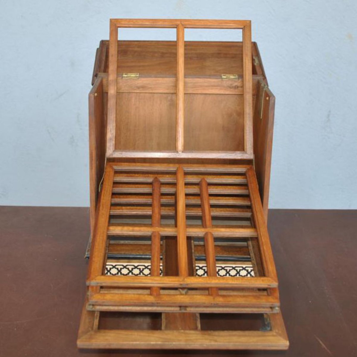 Wood And Inlay Multiple Photo Frames Early 20th Century Oriental Style-photo-7