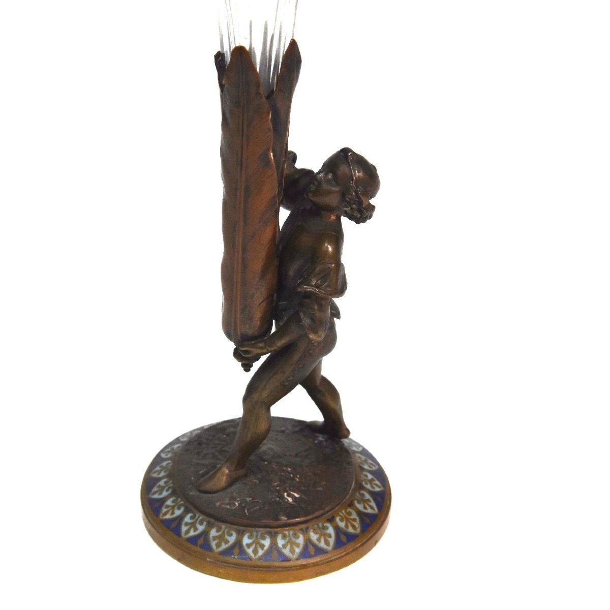 Pair Of Candle Holders Decorated With Young Bronze And Crystal Pages-photo-5