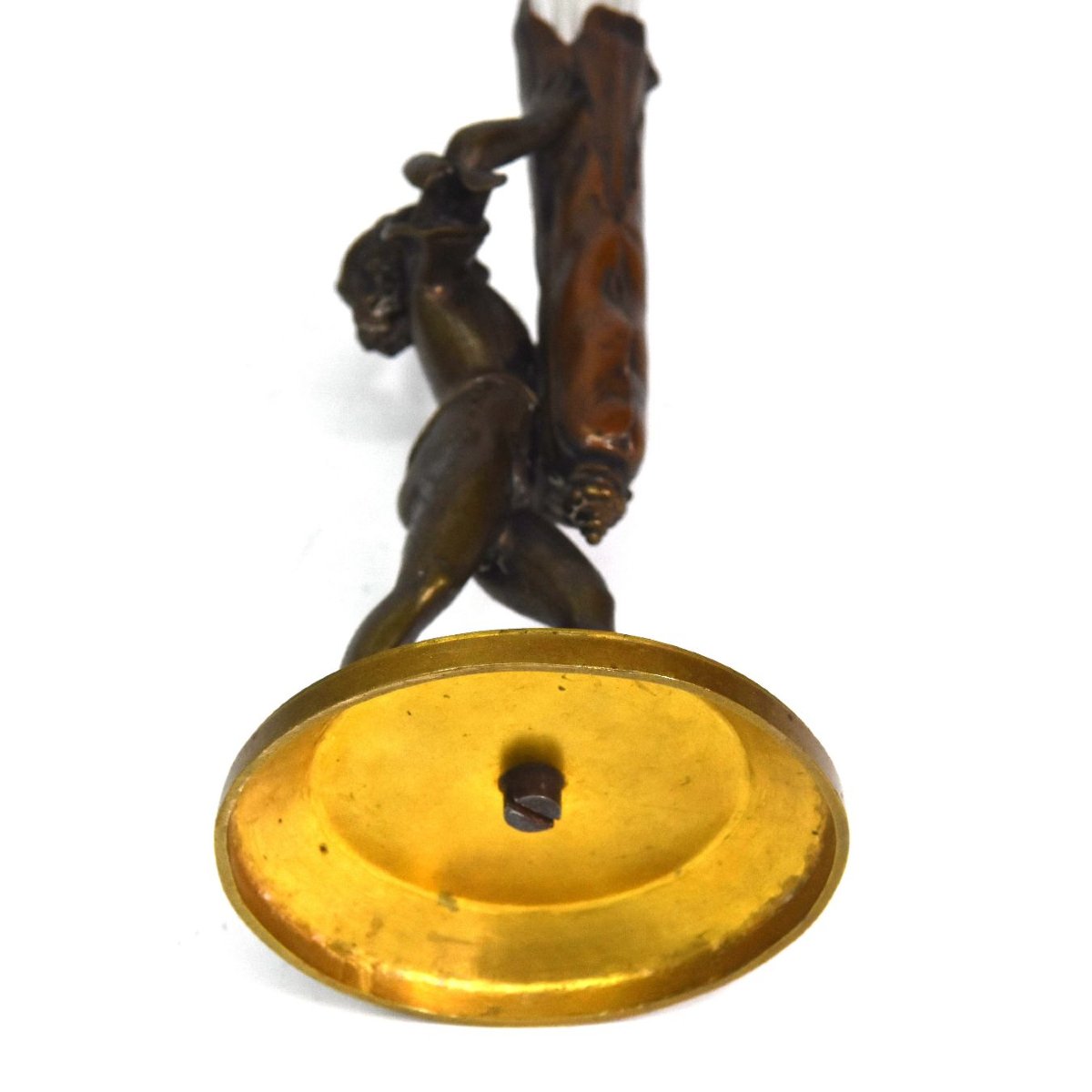 Pair Of Candle Holders Decorated With Young Bronze And Crystal Pages-photo-7