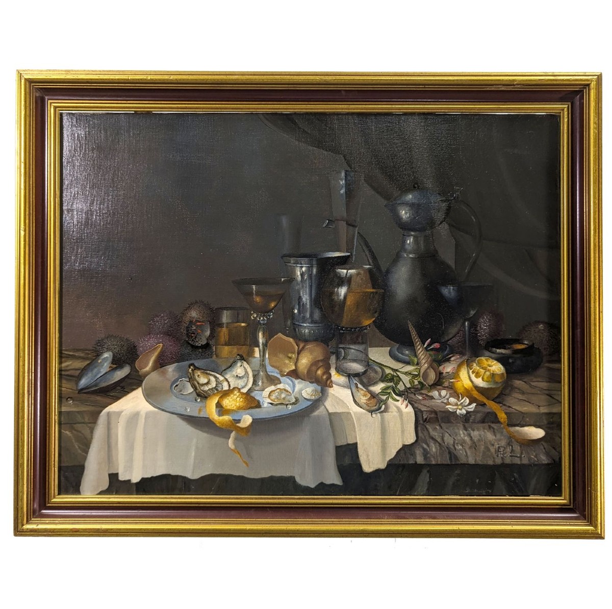 Still Life Seafood Banquet French School Philippe Lazare 20th Century