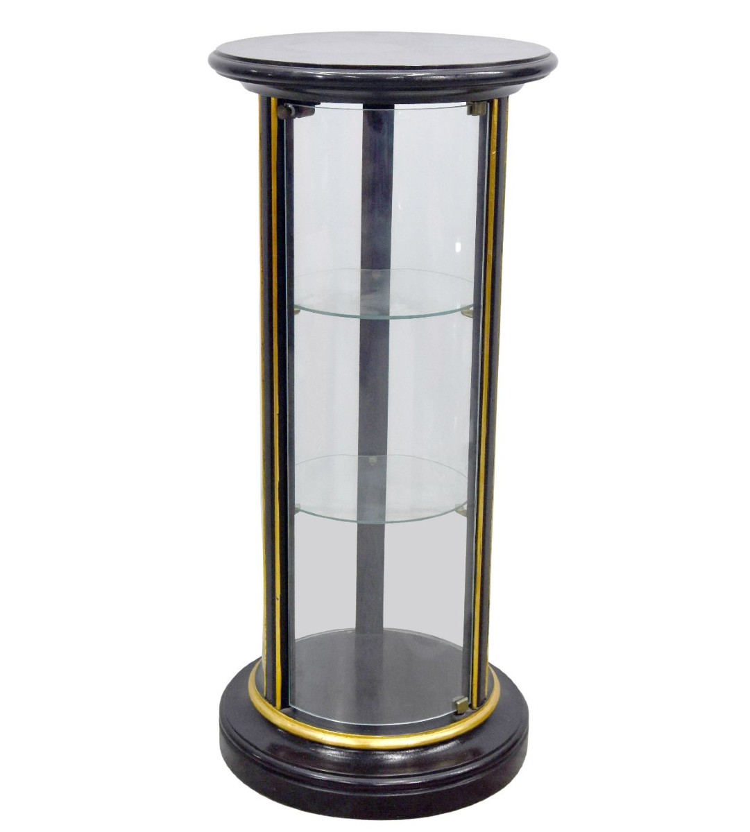 Vitrine ronde de magasin bois laqué et bois doré