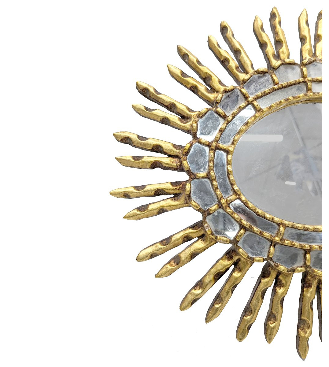 50's Gilded Wood Witch Mirror-photo-2