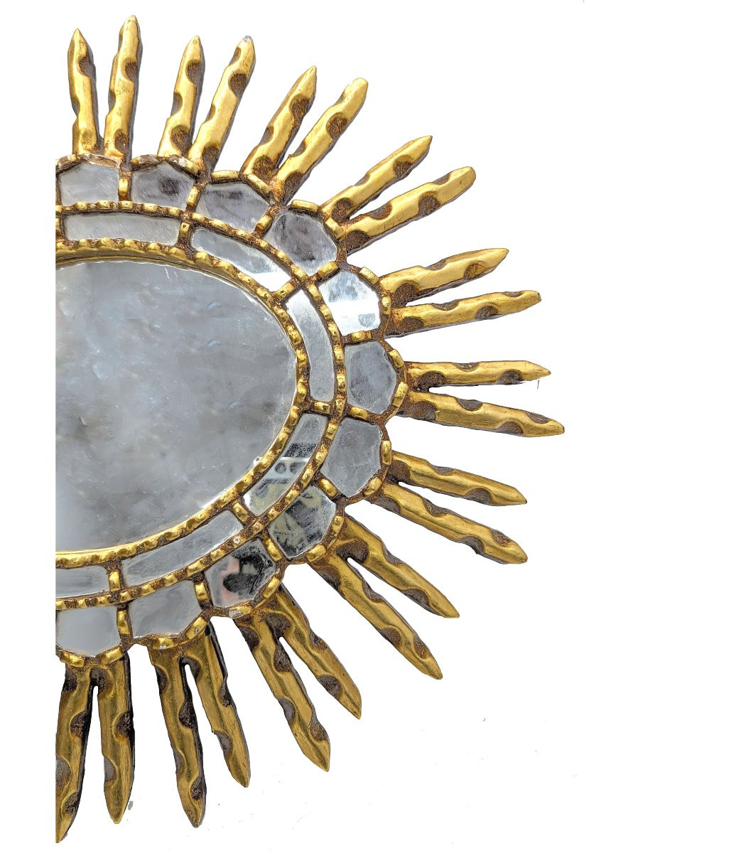 50's Gilded Wood Witch Mirror-photo-3