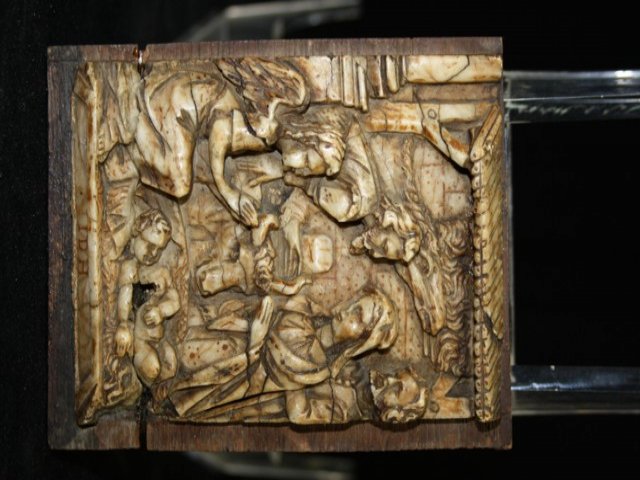 In Alabaster Bas Relief XVII Eme Birth Of Christ.-photo-2