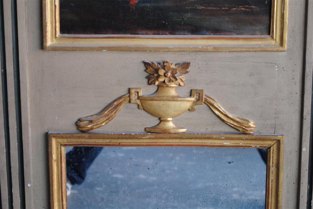 Trumeau Lacquered Cream And Gilded 18th Century-photo-4