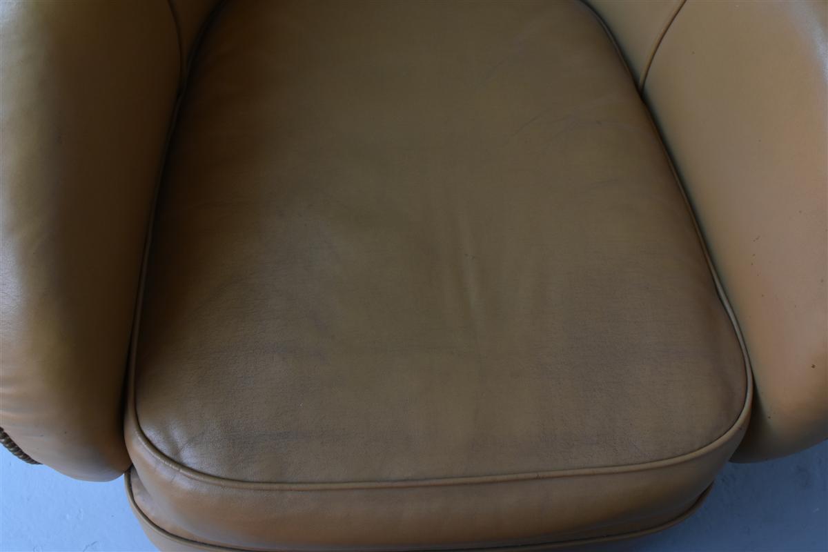 Pair Of Art Deco Armchair Type Leather Steamer-photo-3