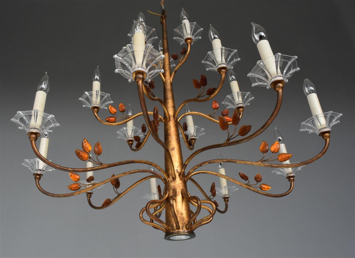 Gilt Metal And Glass Paste 16 Lights Style 1940-photo-4