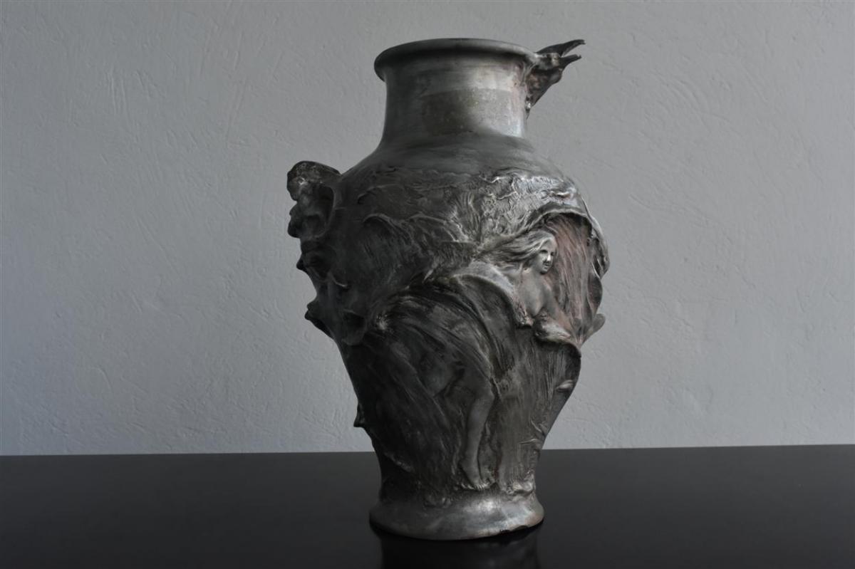 Vase En étain De Style Art Nouveau  Par Pedro Rigual-photo-4