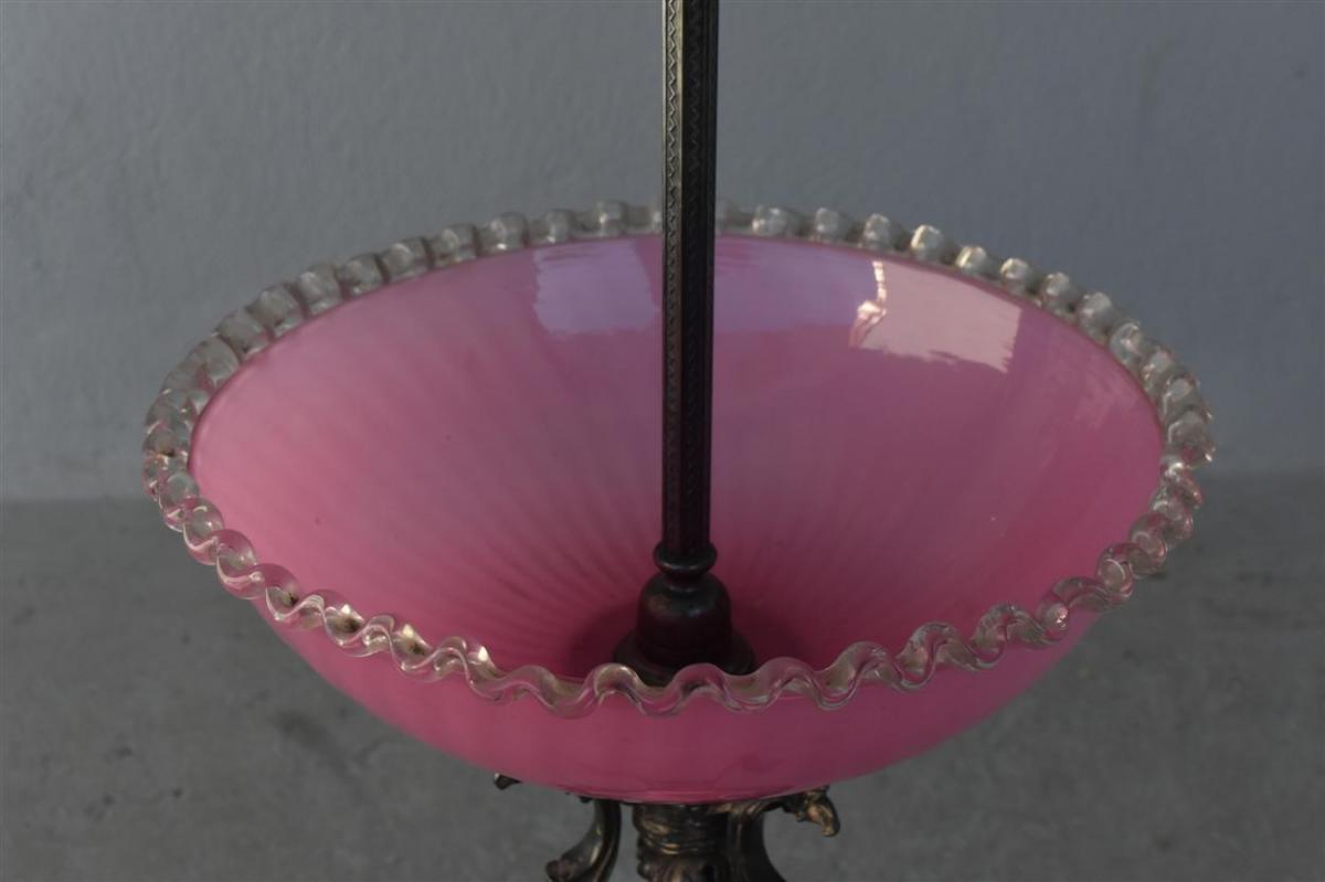 Rare Floor Lamp In Silver Metal And Opaline Rose By Maison Christofle 1900-photo-8