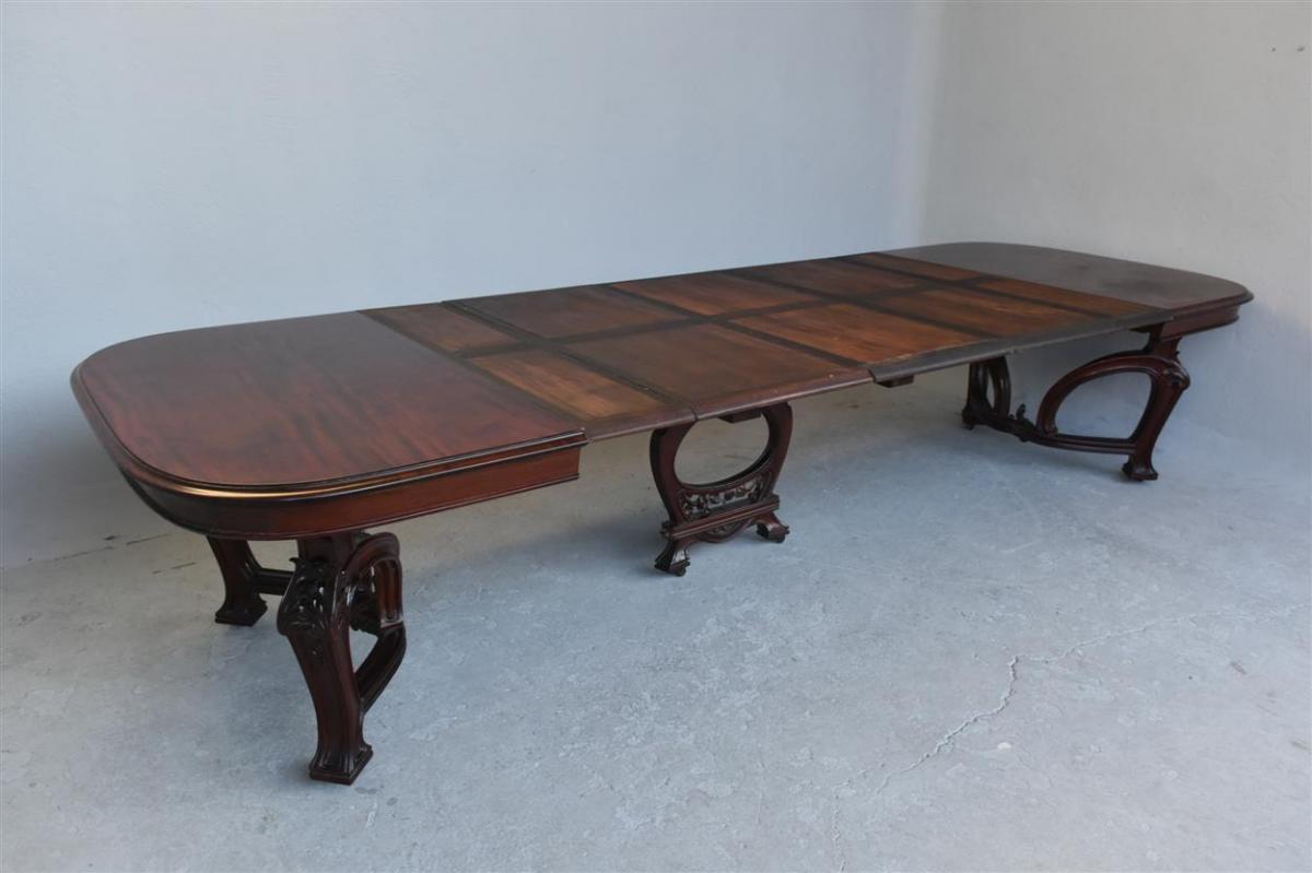 Table Mahogany Richly Worked Art Nouveau 1900-photo-4