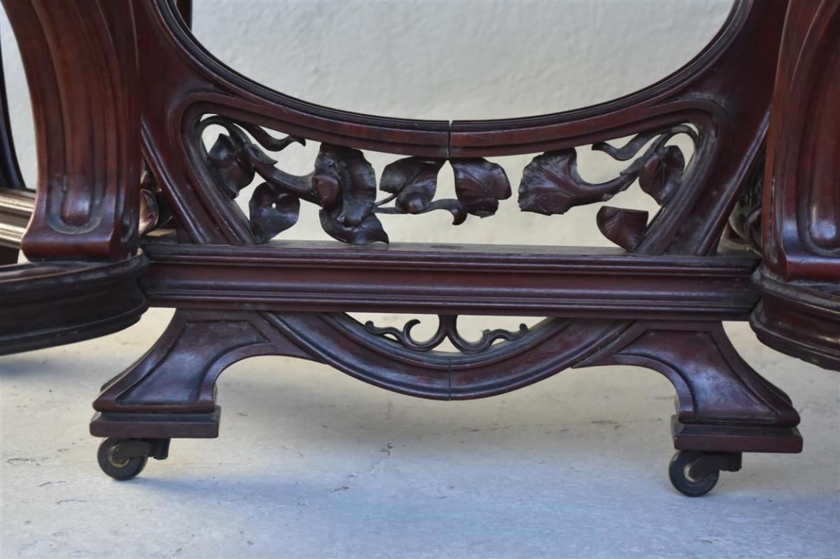 Table Mahogany Richly Worked Art Nouveau 1900-photo-2