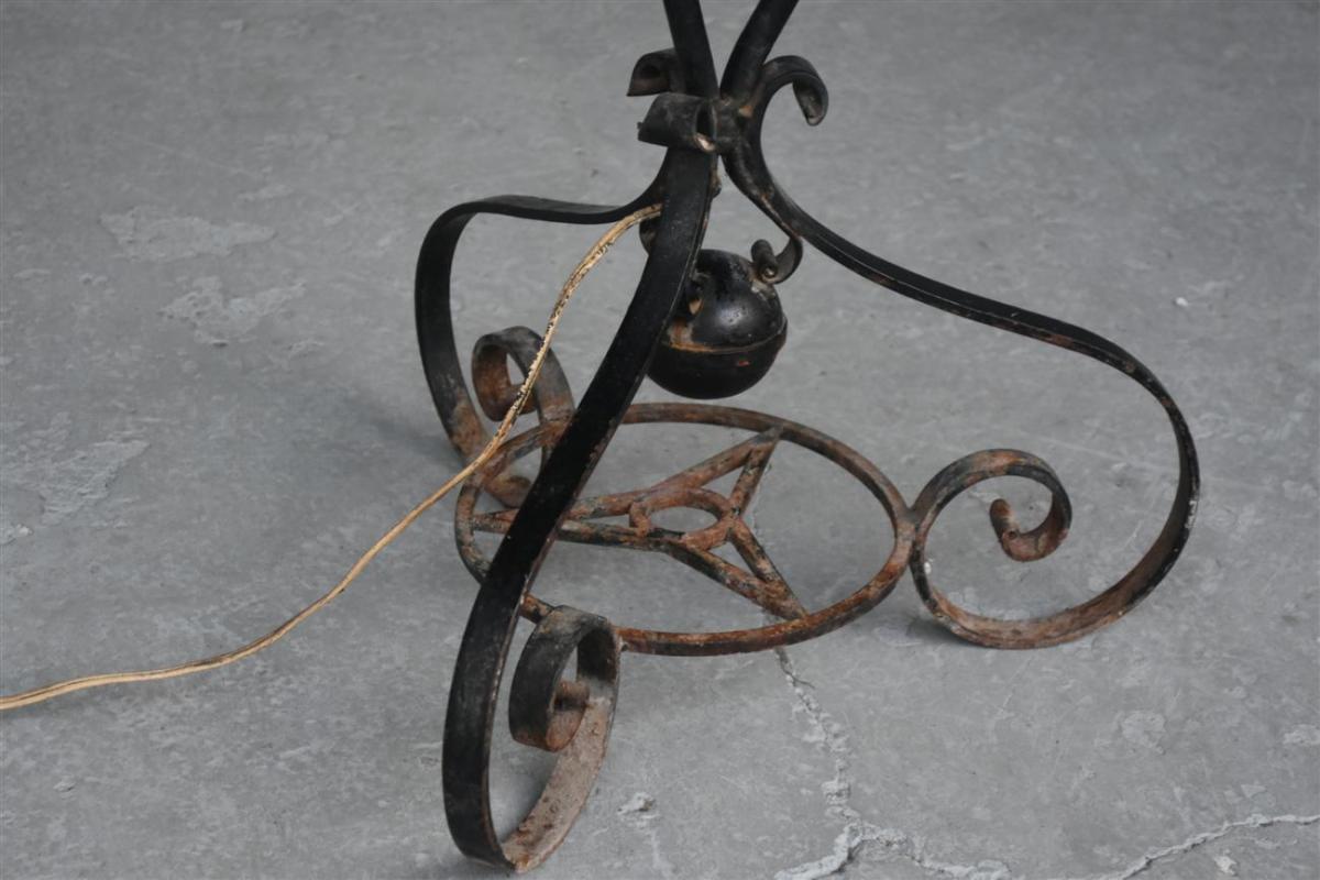 Wrought Iron Lamp Base With 3 Tulips 40s-photo-3