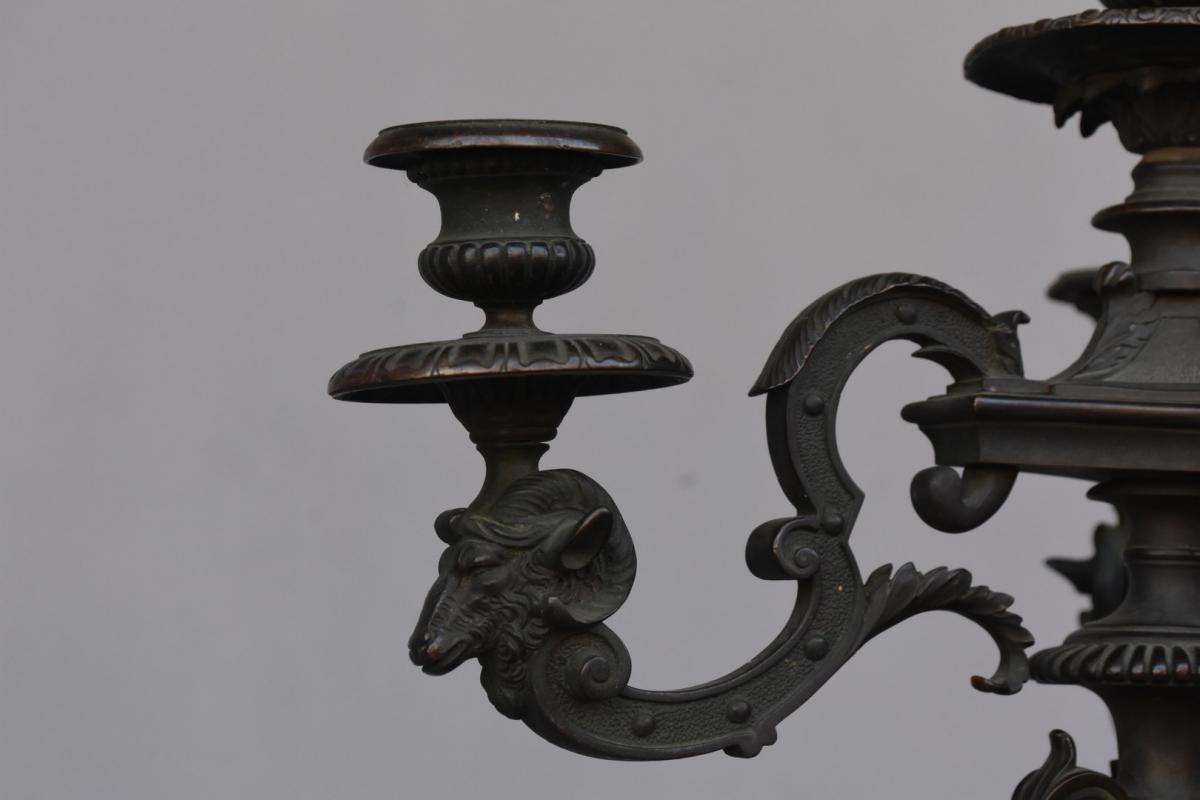 Pair Of Candelabra After A Model Of André Charles Boulle Ep XIXth-photo-1